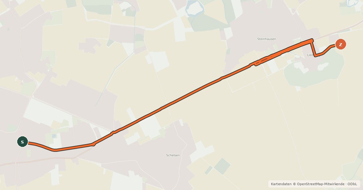 Kartenübersicht der Radroute Radroute 37-54