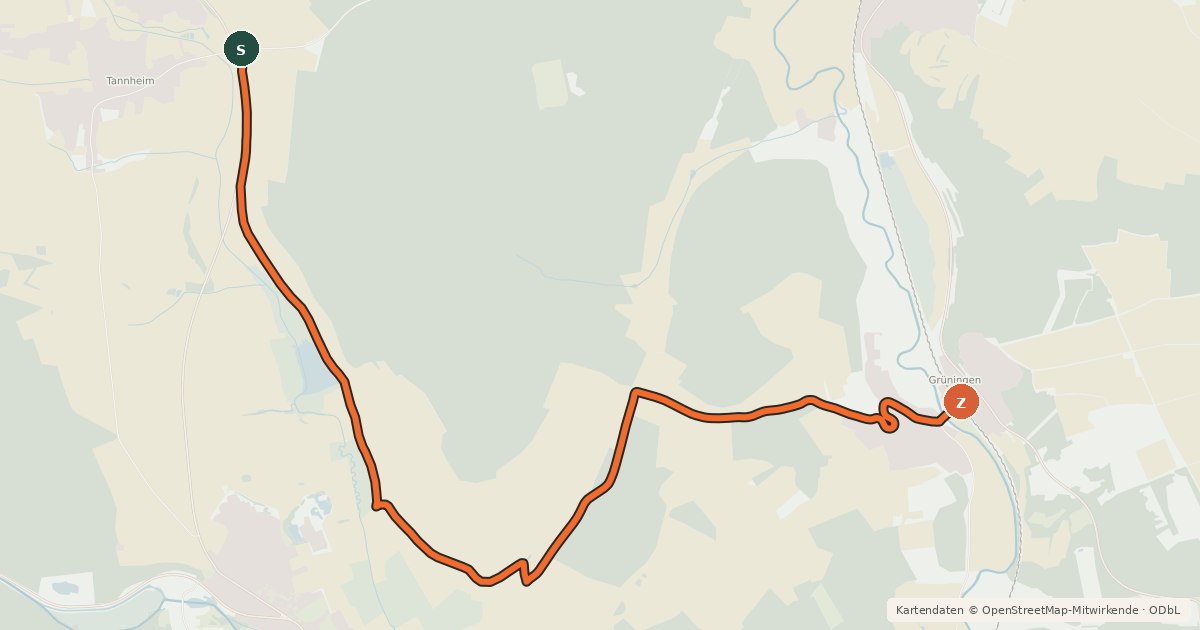 Kartenübersicht der Radroute Radroute 38-47