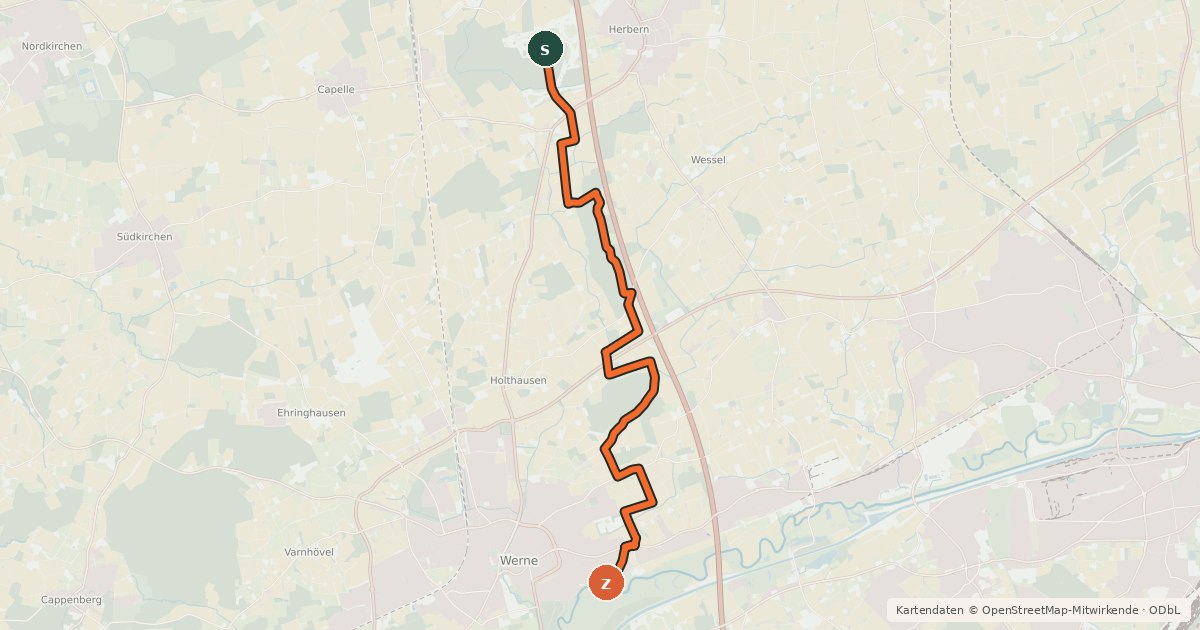 Kartenübersicht der Radroute Radroute 38-50
