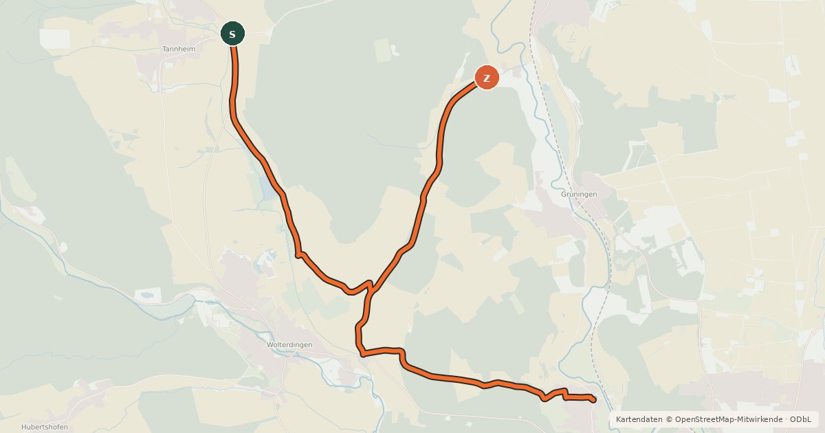 Kartenübersicht der Radroute Radroute 38-52