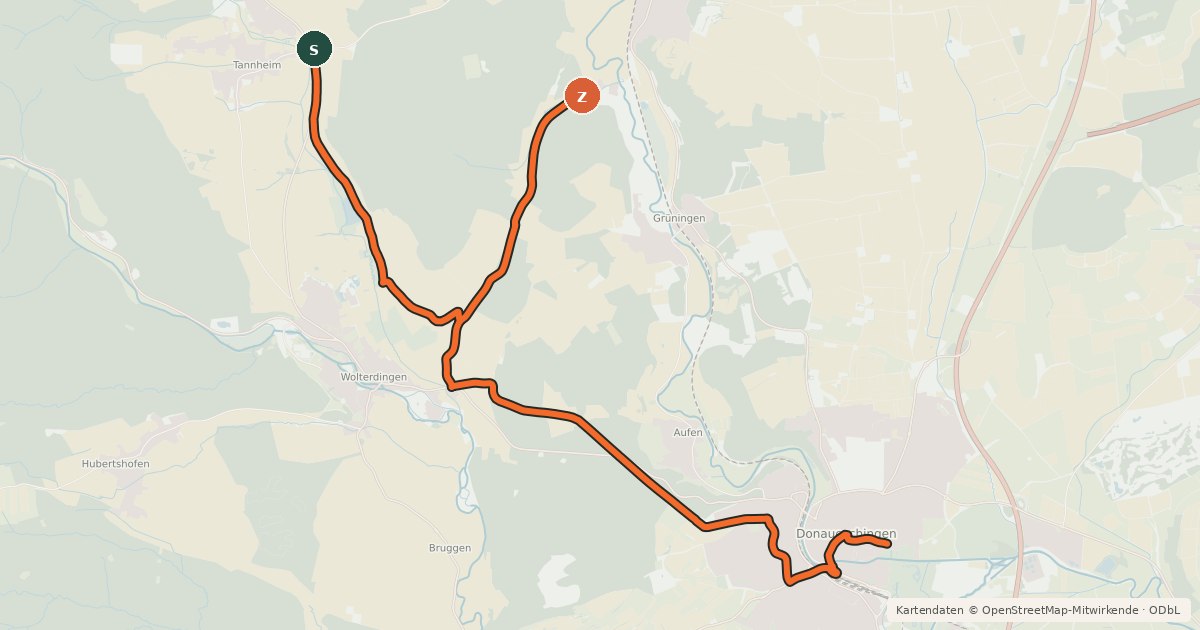 Kartenübersicht der Radroute Radroute 38-53