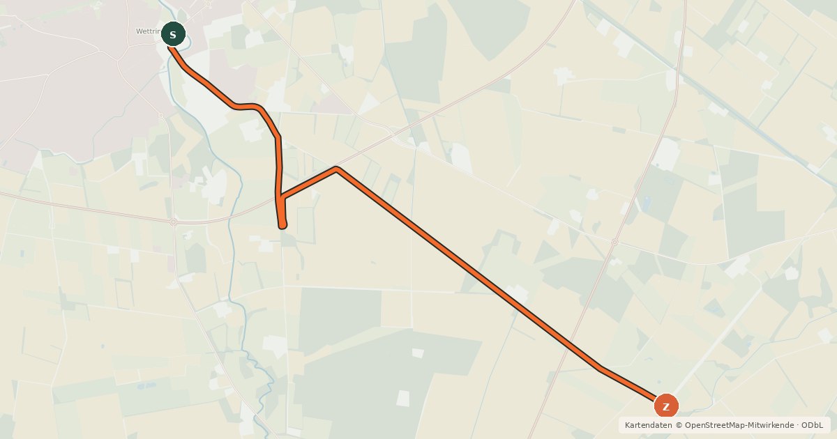 Kartenübersicht der Radroute Radroute 38-58