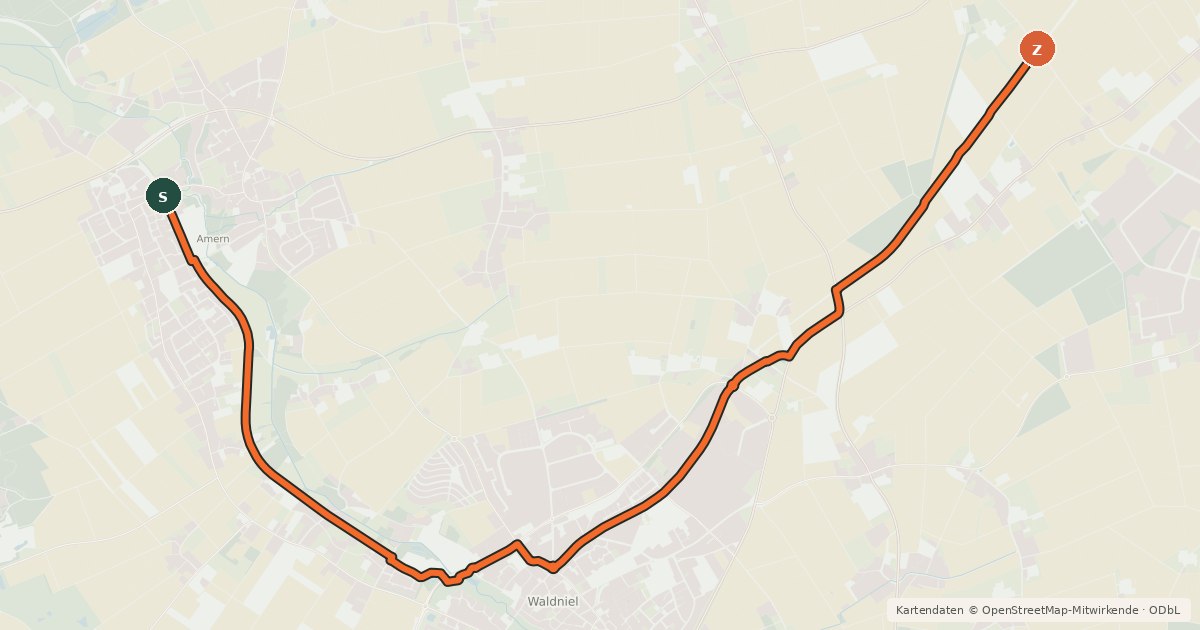 Kartenübersicht der Radroute Radroute 38-64