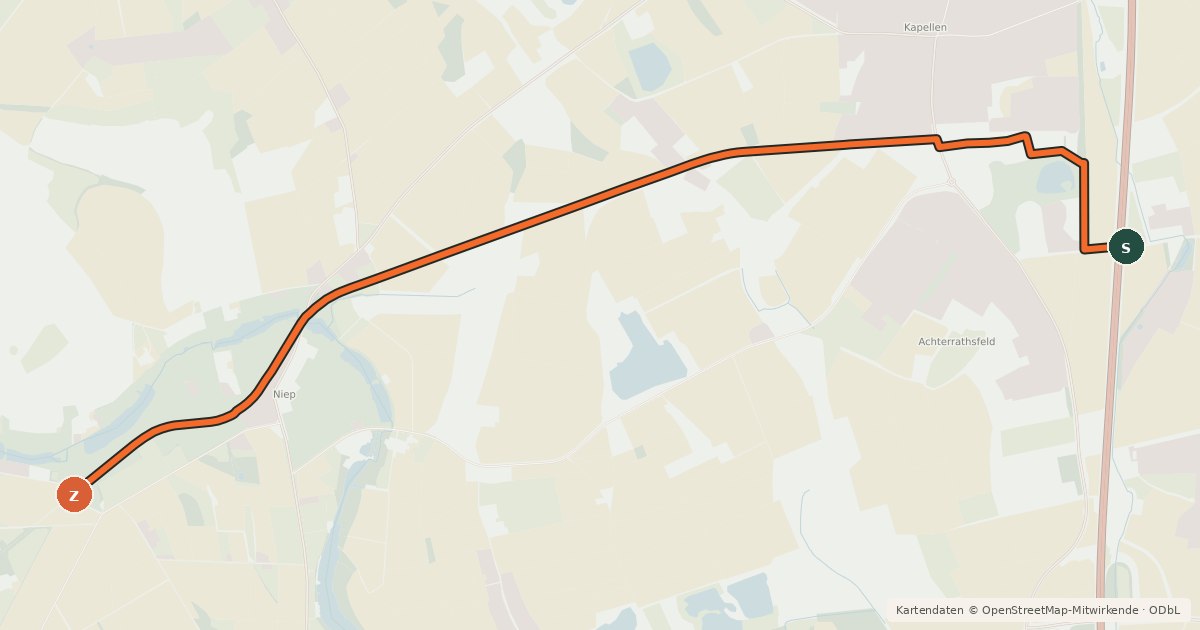 Kartenübersicht der Radroute Radroute 41-42