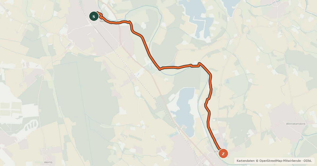 Kartenübersicht der Radroute Radroute 41-48