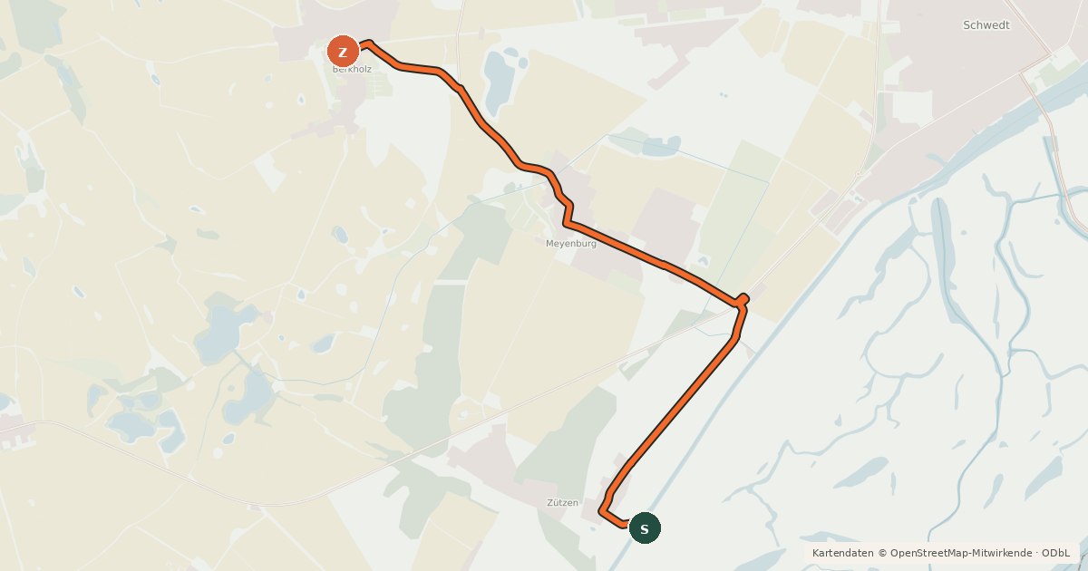 Kartenübersicht der Radroute Radroute 41-53