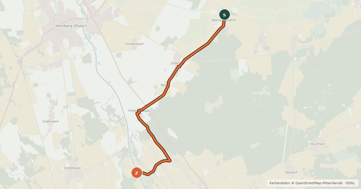 Kartenübersicht der Radroute Radroute 41-65
