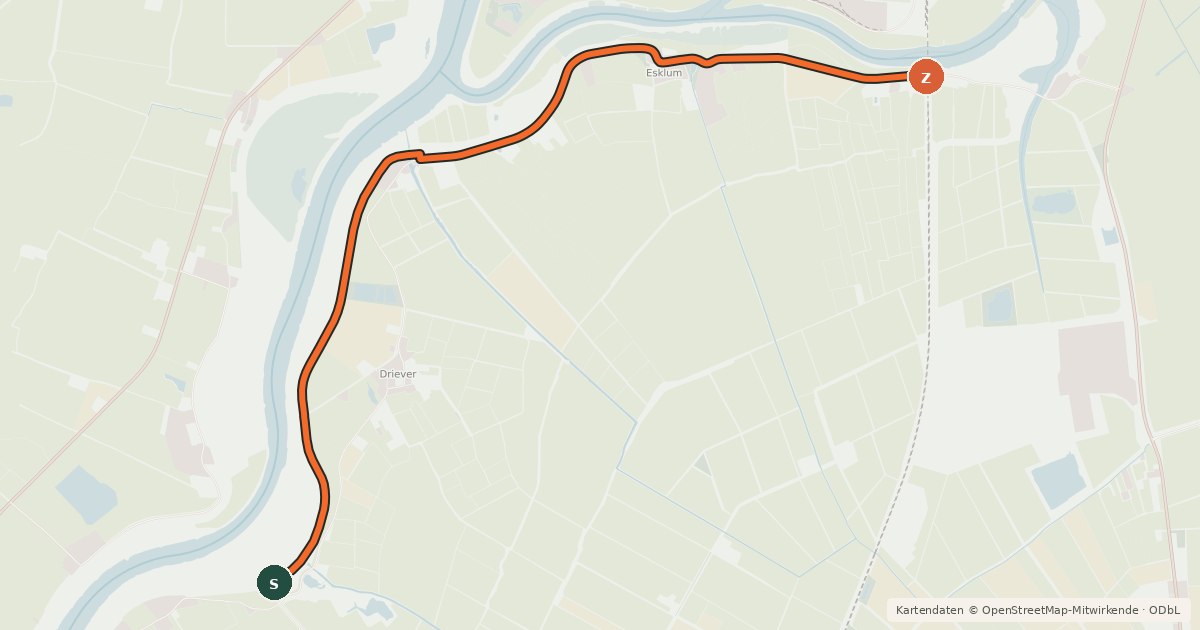 Kartenübersicht der Radroute Radroute 42-43