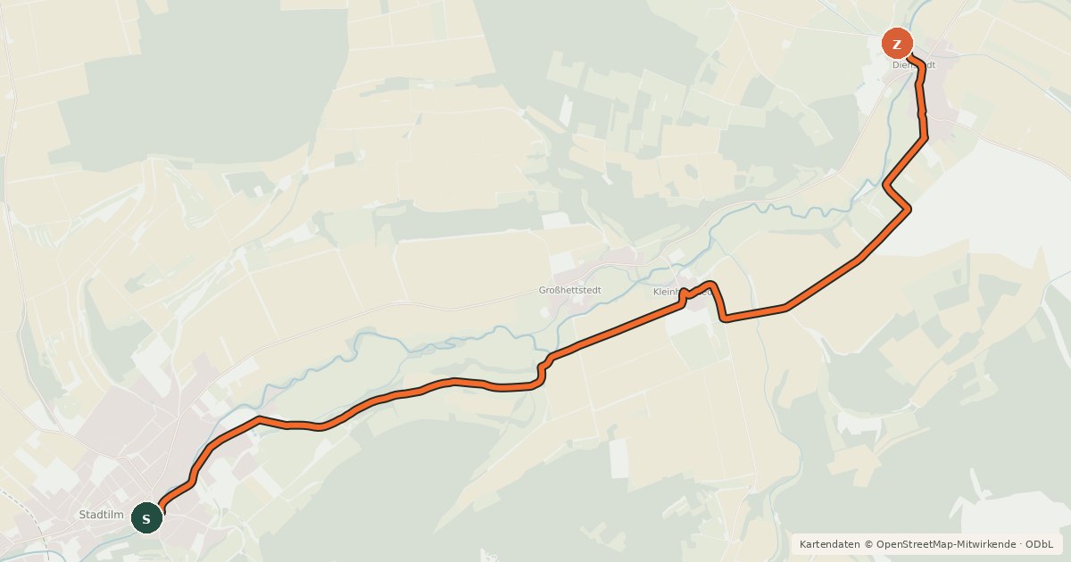 Kartenübersicht der Radroute Radroute 42-43