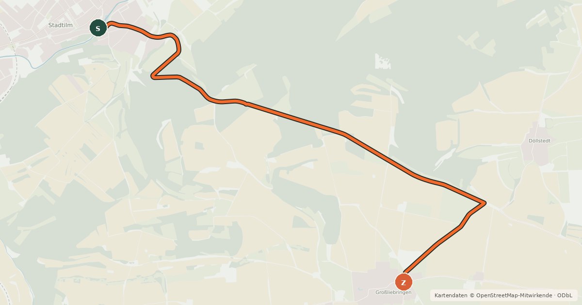 Kartenübersicht der Radroute Radroute 42-45
