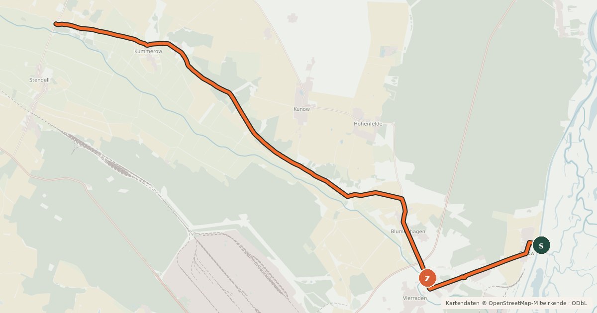Kartenübersicht der Radroute Radroute 42-47