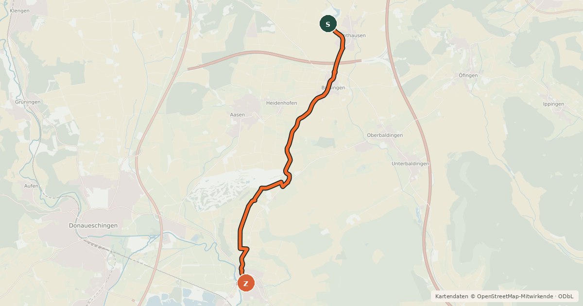 Kartenübersicht der Radroute Radroute 42-55