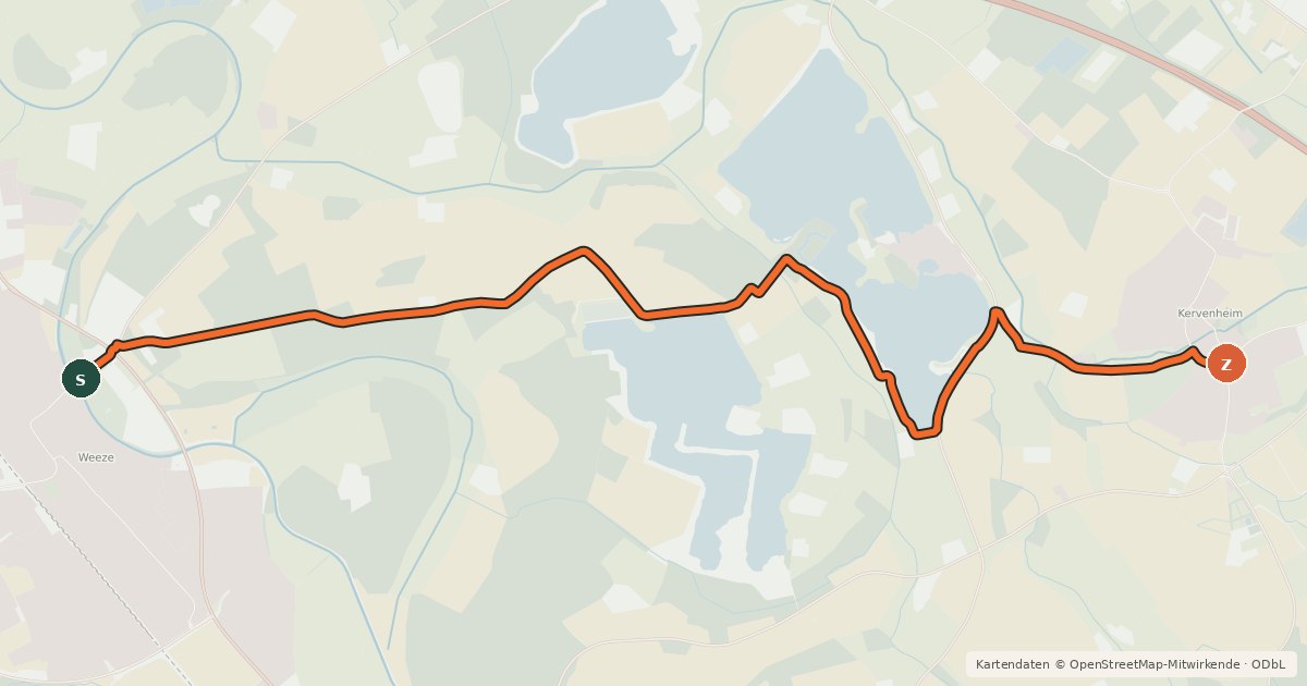 Kartenübersicht der Radroute Radroute 42-65