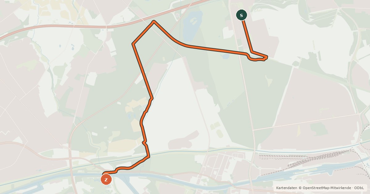 Kartenübersicht der Radroute Radroute 43-44