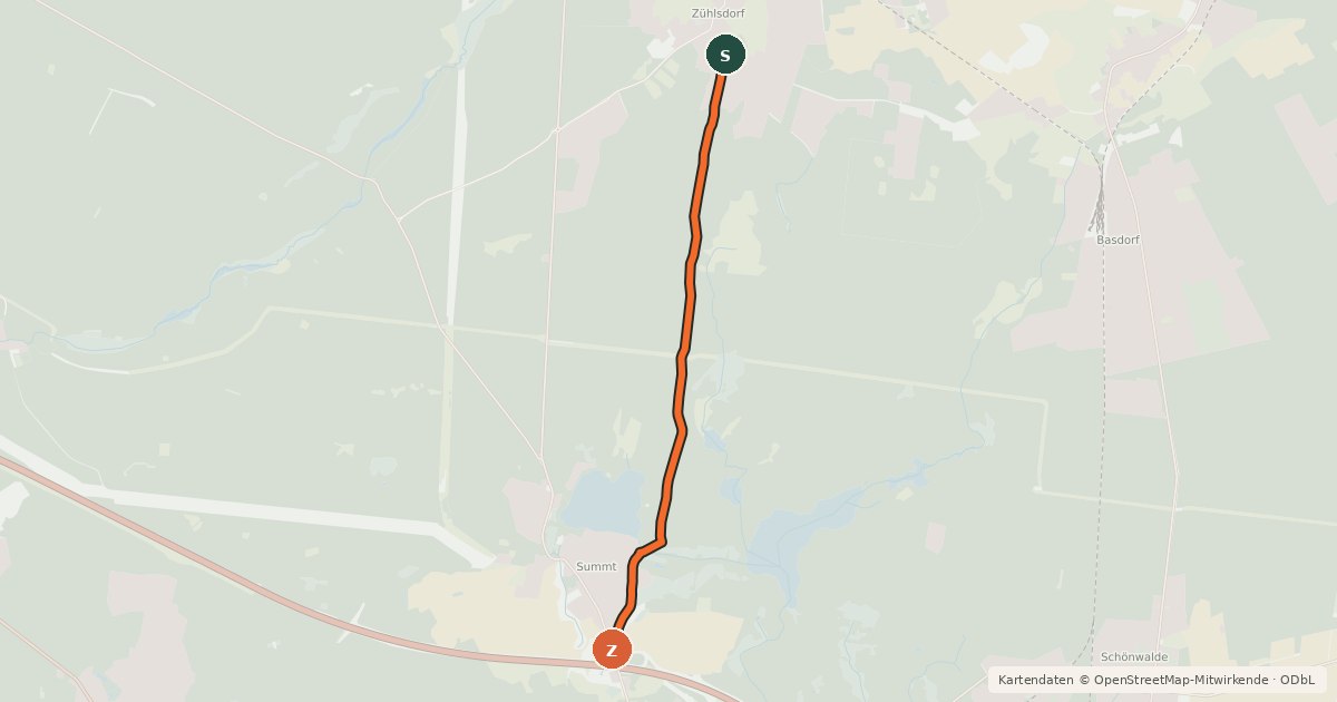 Kartenübersicht der Radroute Radroute 43-44
