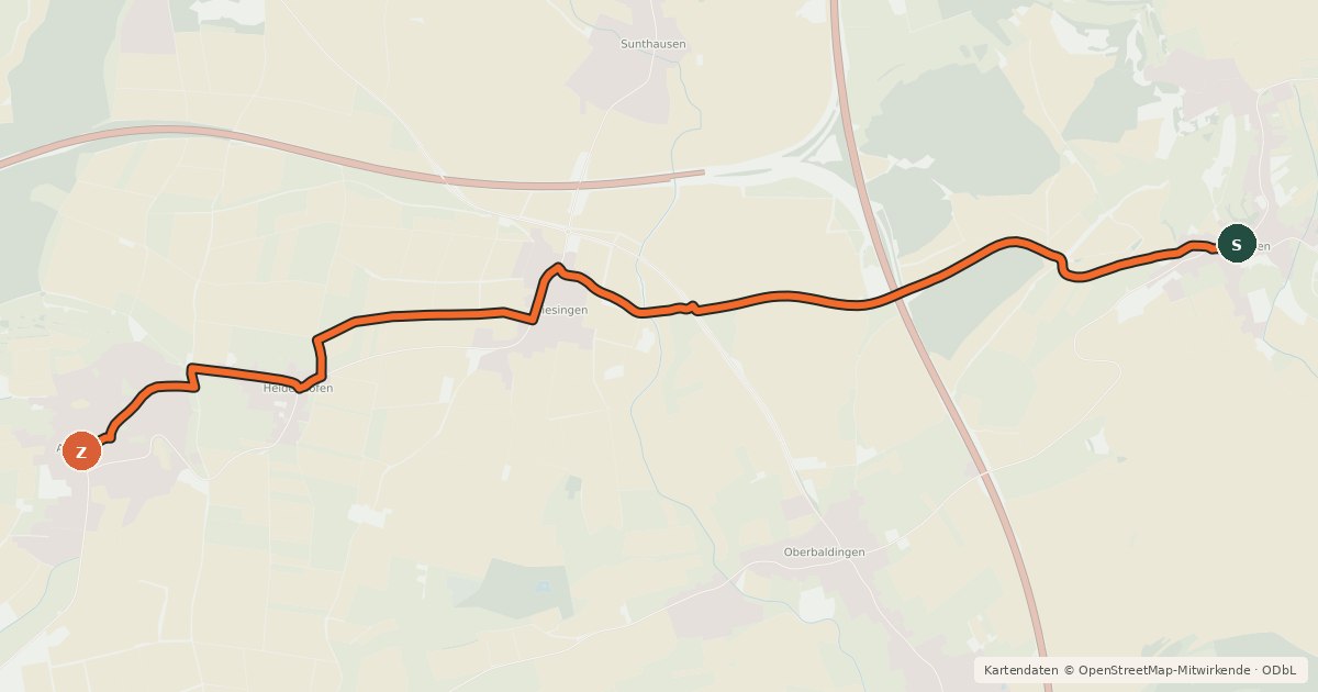 Kartenübersicht der Radroute Radroute 43-45