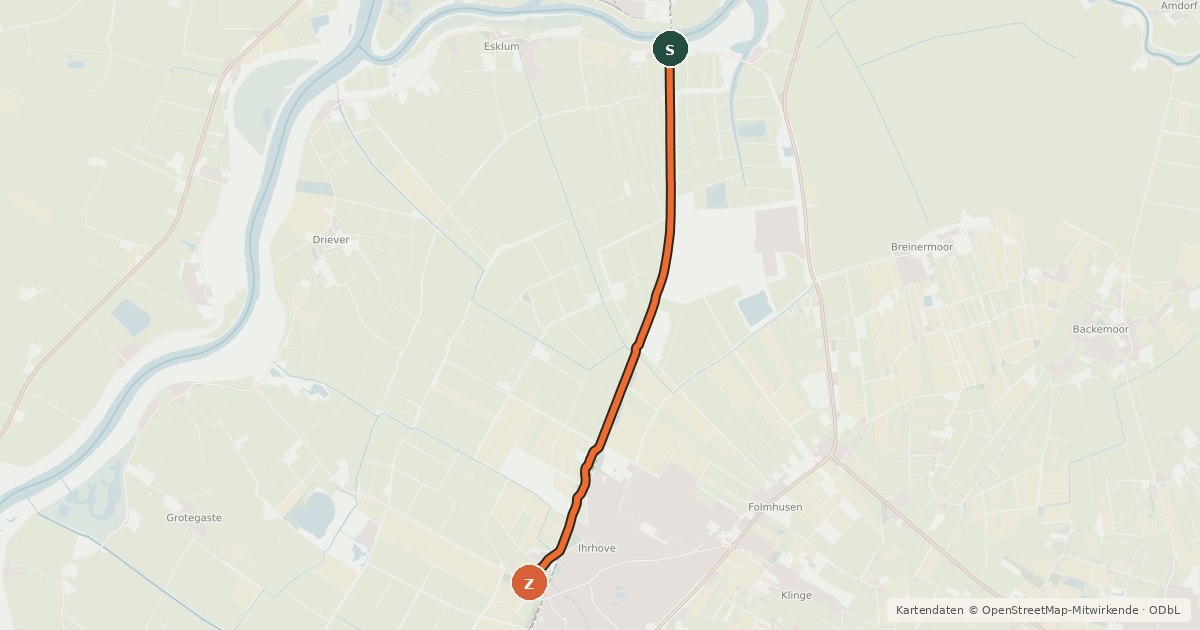 Kartenübersicht der Radroute Radroute 43-54