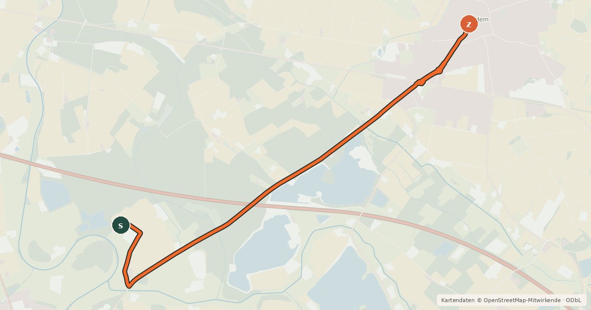 Kartenübersicht der Radroute Radroute 43-73