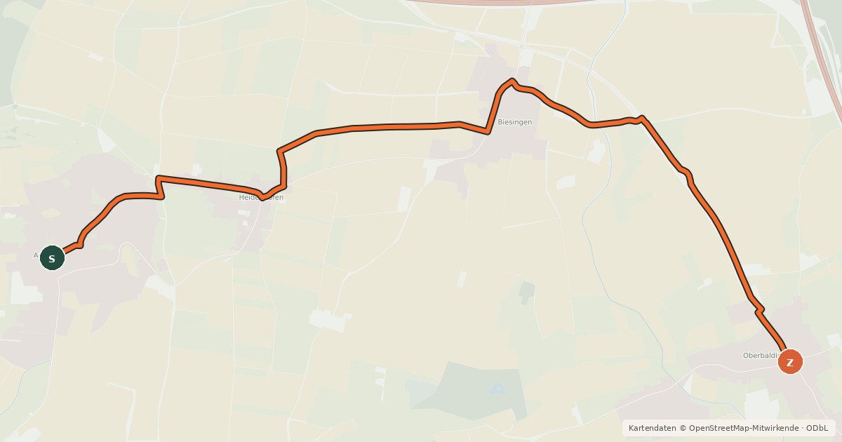 Kartenübersicht der Radroute Radroute 44-45