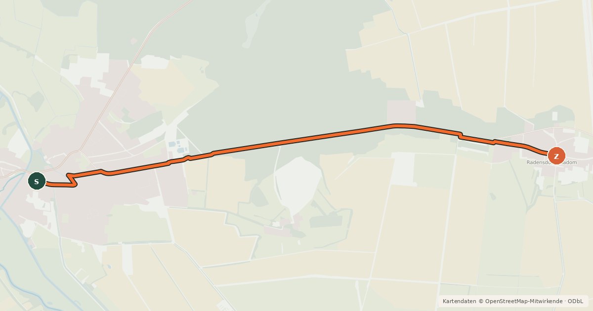 Kartenübersicht der Radroute Radroute 44-61