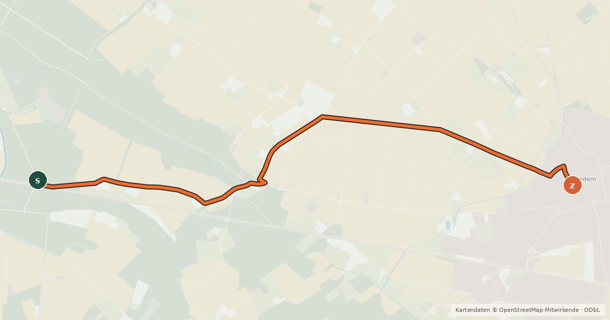 Kartenübersicht der Radroute Radroute 44-73