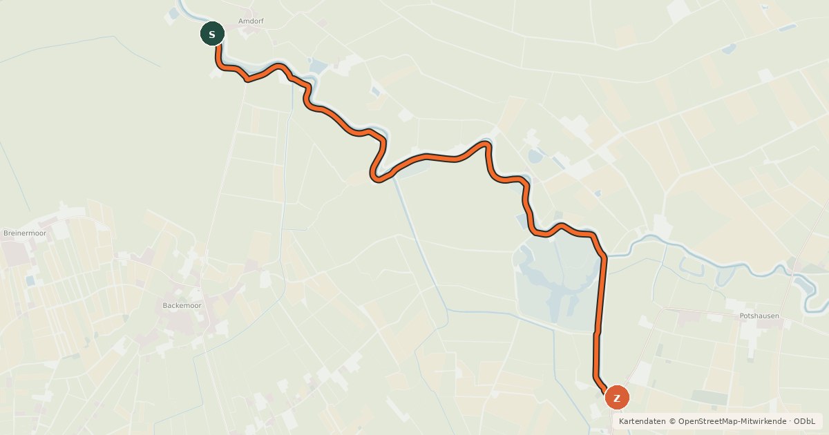 Kartenübersicht der Radroute Radroute 45-46