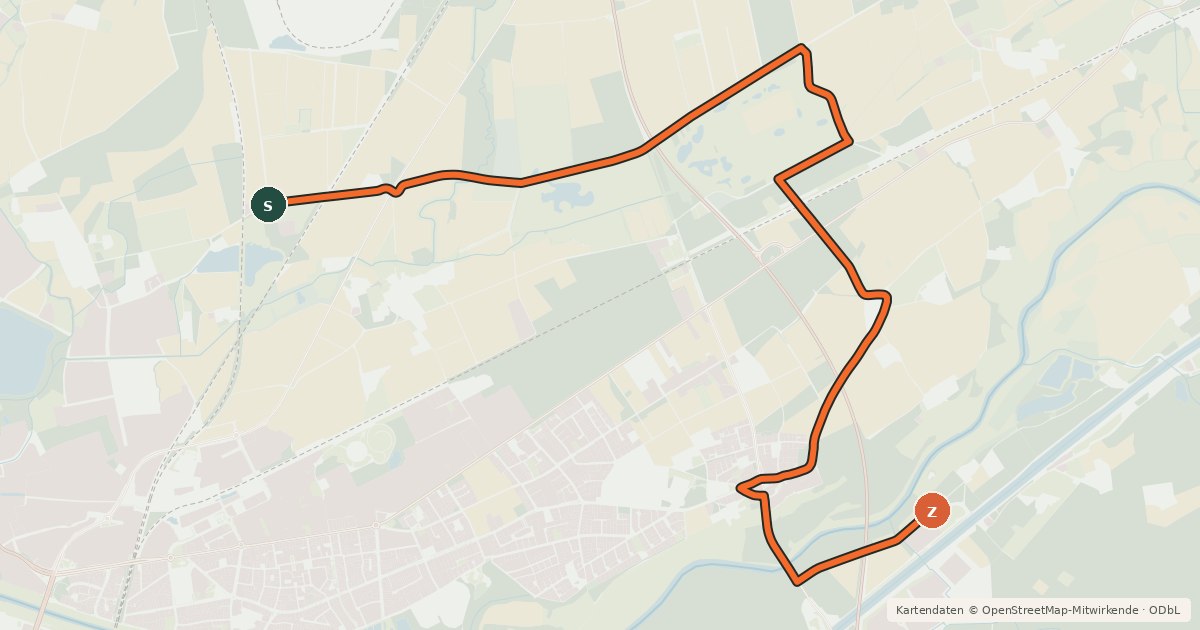 Kartenübersicht der Radroute Radroute 45-68