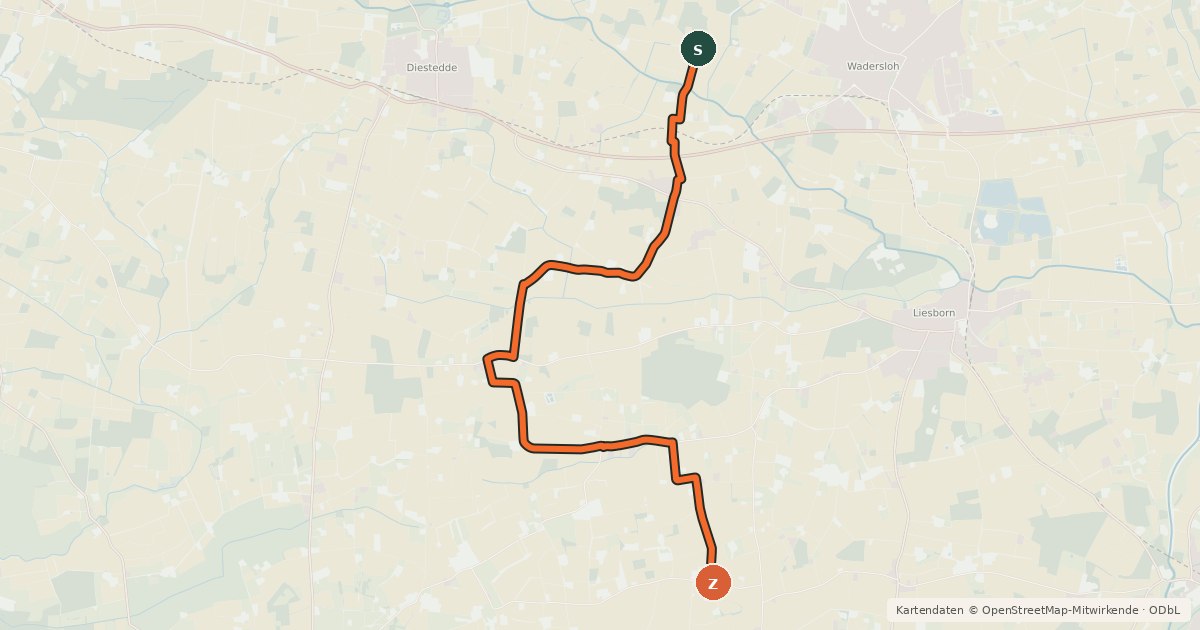 Kartenübersicht der Radroute Radroute 46-52