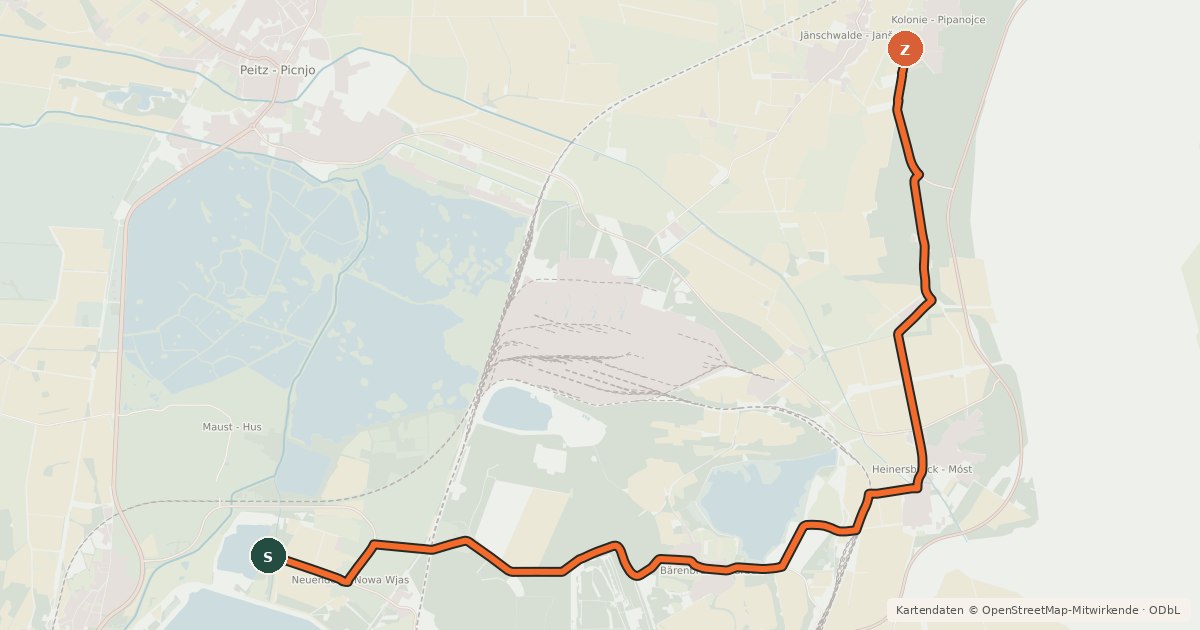 Kartenübersicht der Radroute Radroute 46-68