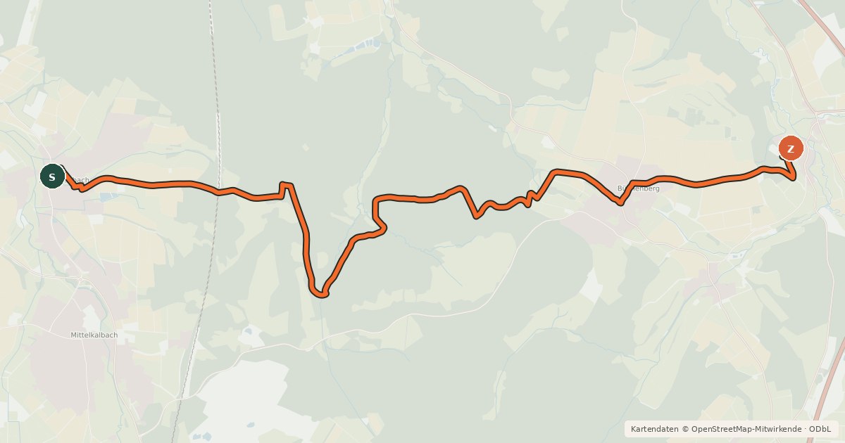 Kartenübersicht der Radroute Radroute 47-56