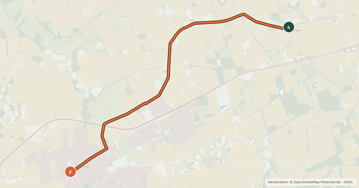 Kartenübersicht der Radroute Radroute 47-89