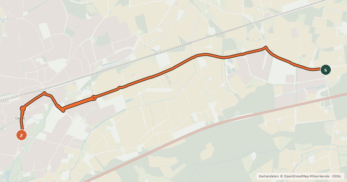 Kartenübersicht der Radroute Radroute 5-34