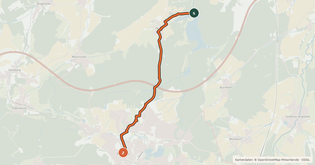 Kartenübersicht der Radroute Radroute 50-61