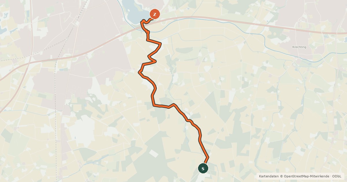 Kartenübersicht der Radroute Radroute 51-53