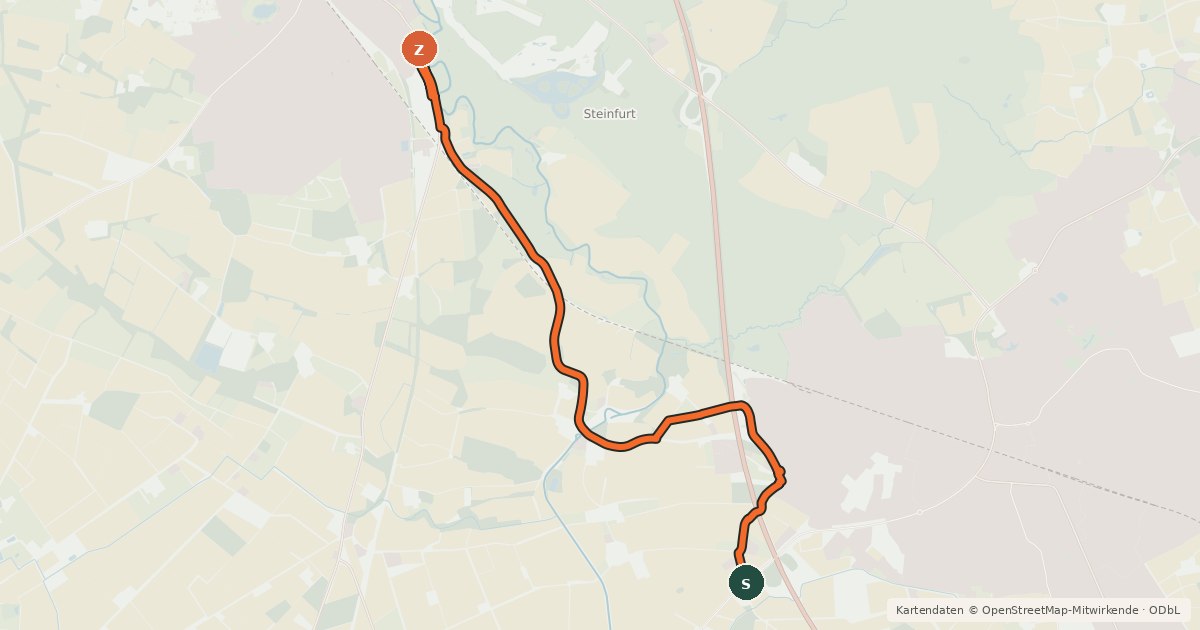 Kartenübersicht der Radroute Radroute 51-53