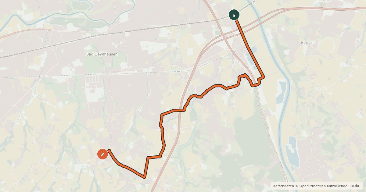 Kartenübersicht der Radroute Radroute 52-53