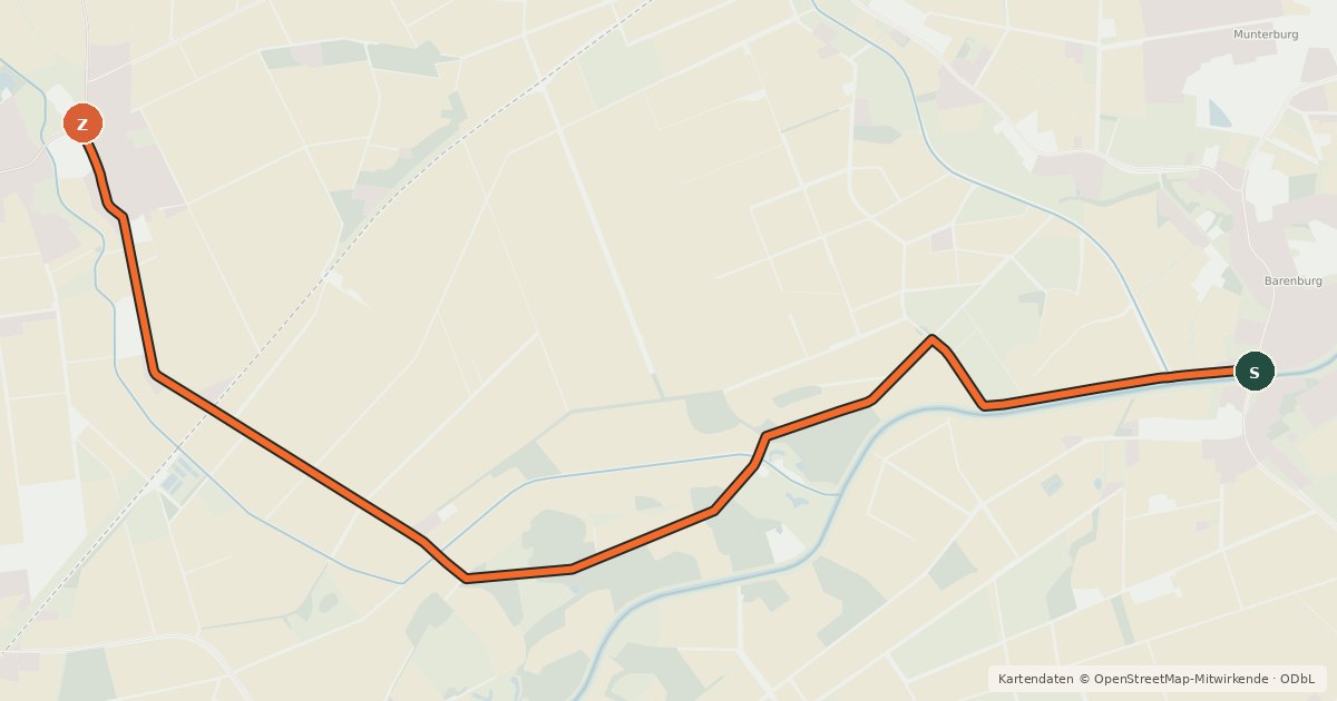 Kartenübersicht der Radroute Radroute 52-85