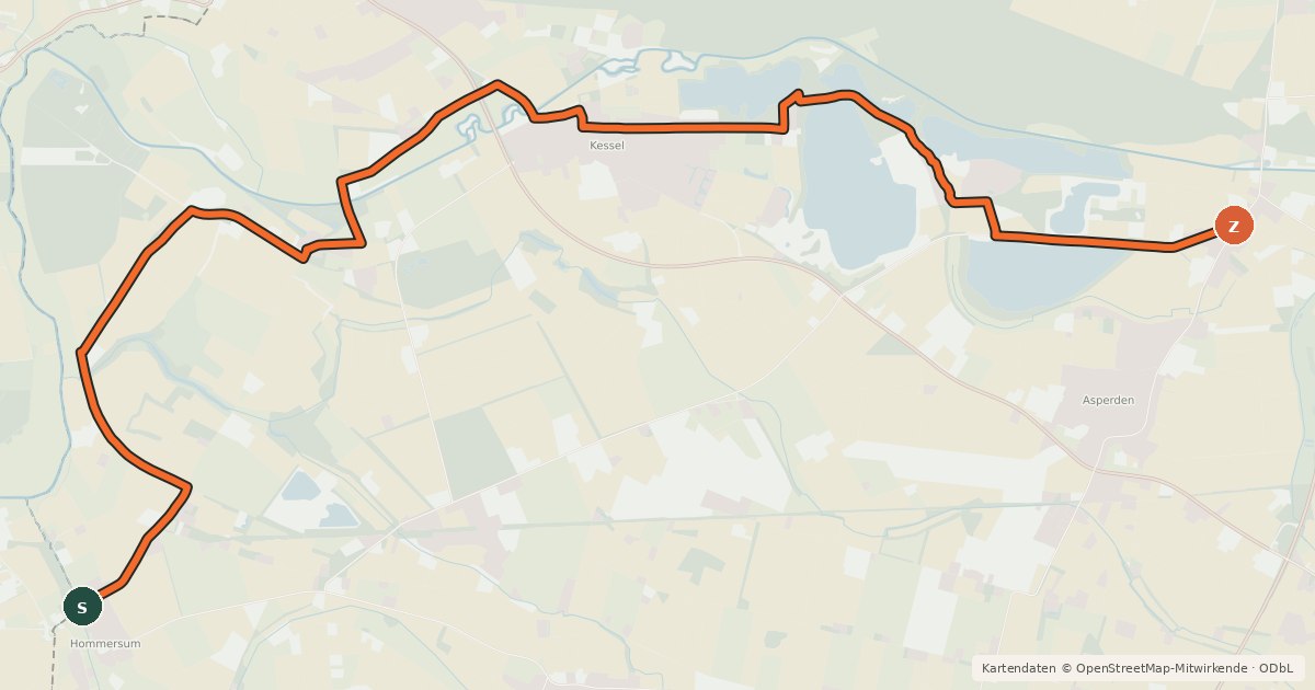 Kartenübersicht der Radroute Radroute 53-92