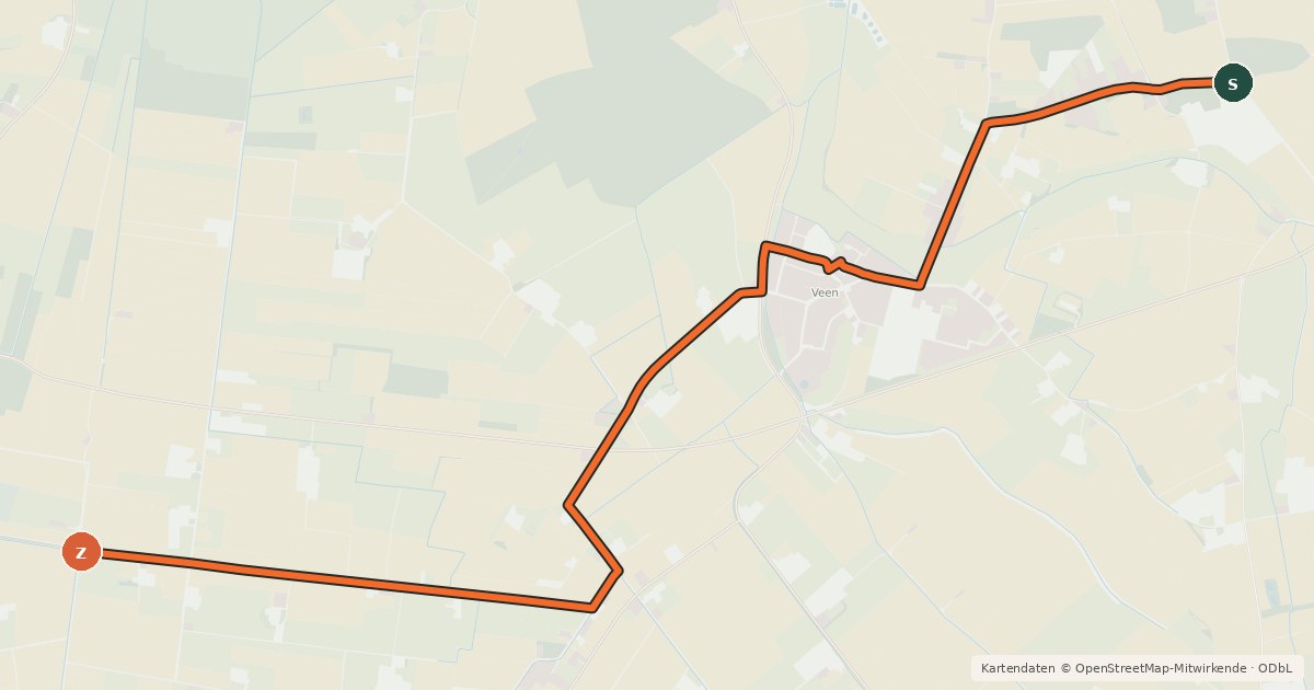 Kartenübersicht der Radroute Radroute 54-55