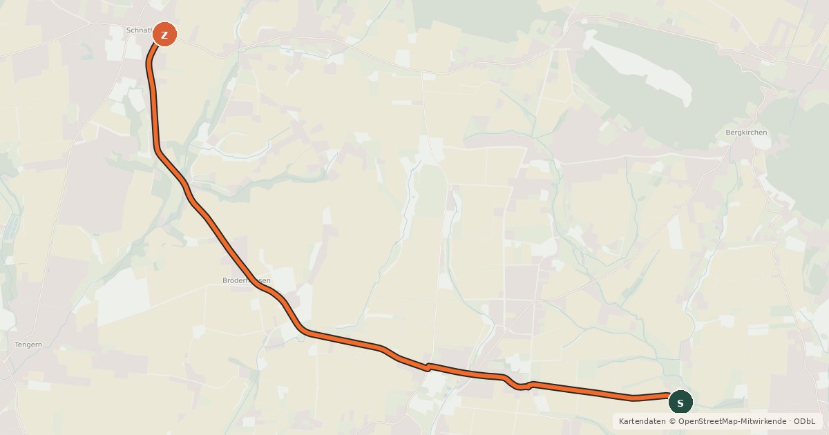 Kartenübersicht der Radroute Radroute 55-57