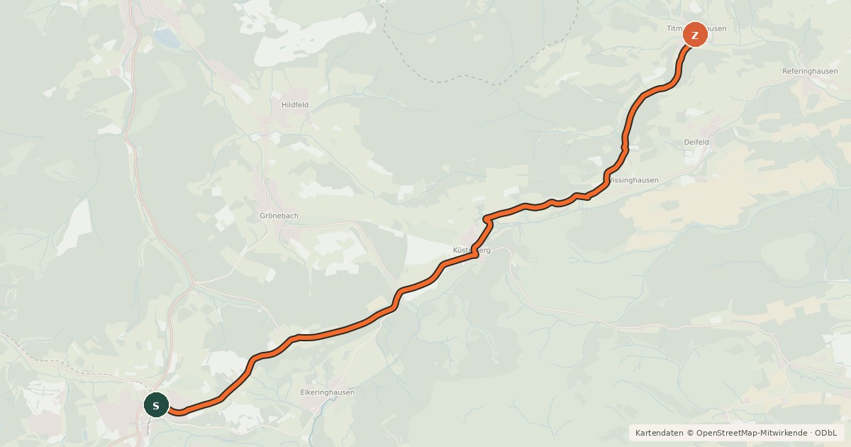 Kartenübersicht der Radroute Radroute 55-69