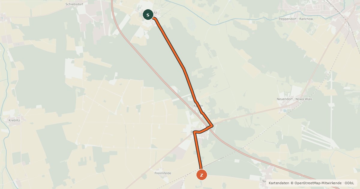 Kartenübersicht der Radroute Radroute 56-57