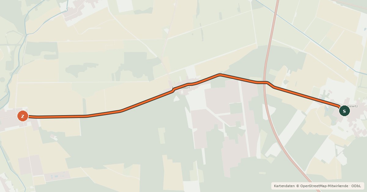Kartenübersicht der Radroute Radroute 57-59