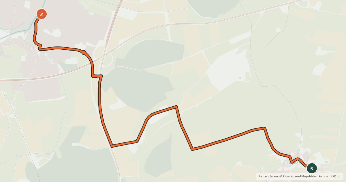 Kartenübersicht der Radroute Radroute 57-59