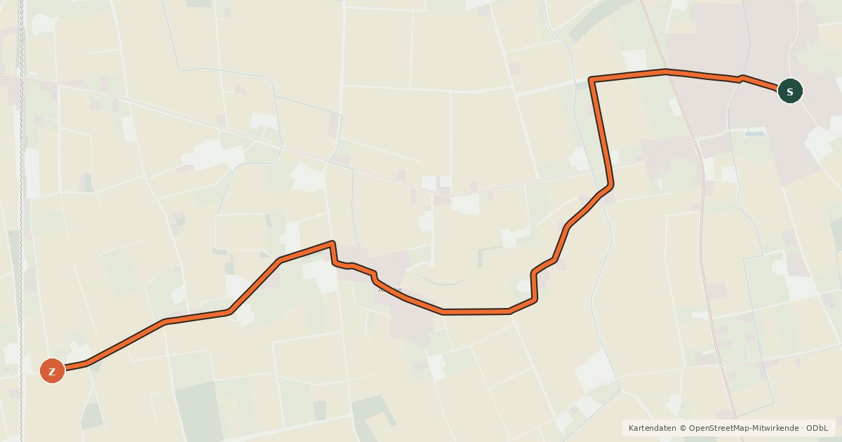 Kartenübersicht der Radroute Radroute 58-71