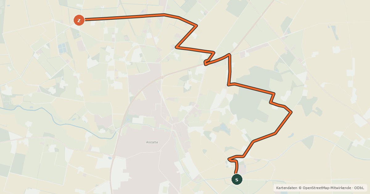 Kartenübersicht der Radroute Radroute 60-65