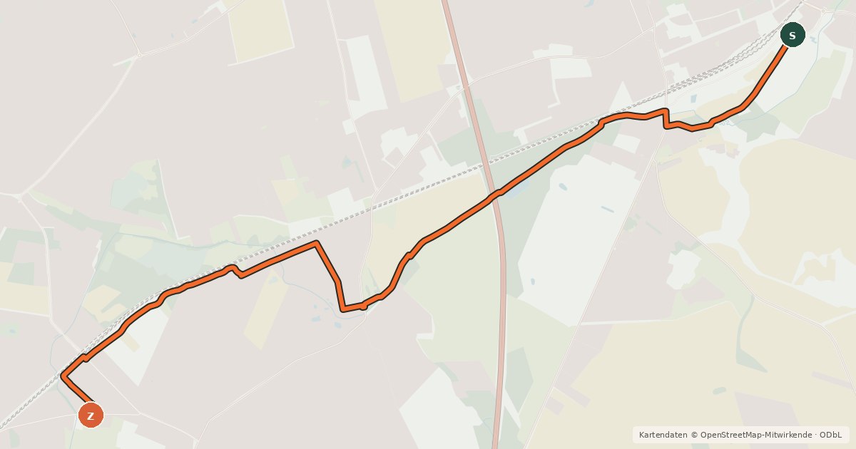 Kartenübersicht der Radroute Radroute 60-67