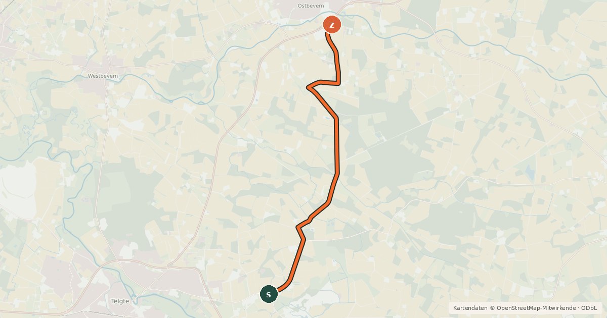 Kartenübersicht der Radroute Radroute 60-99