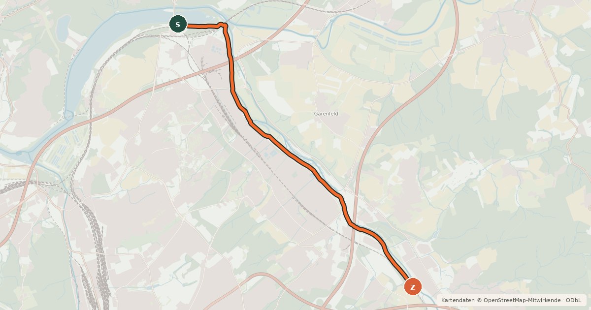 Kartenübersicht der Radroute Radroute 63-64