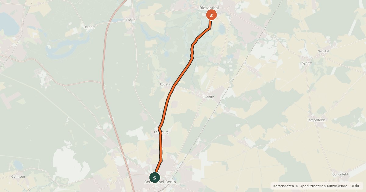 Kartenübersicht der Radroute Radroute 63-72